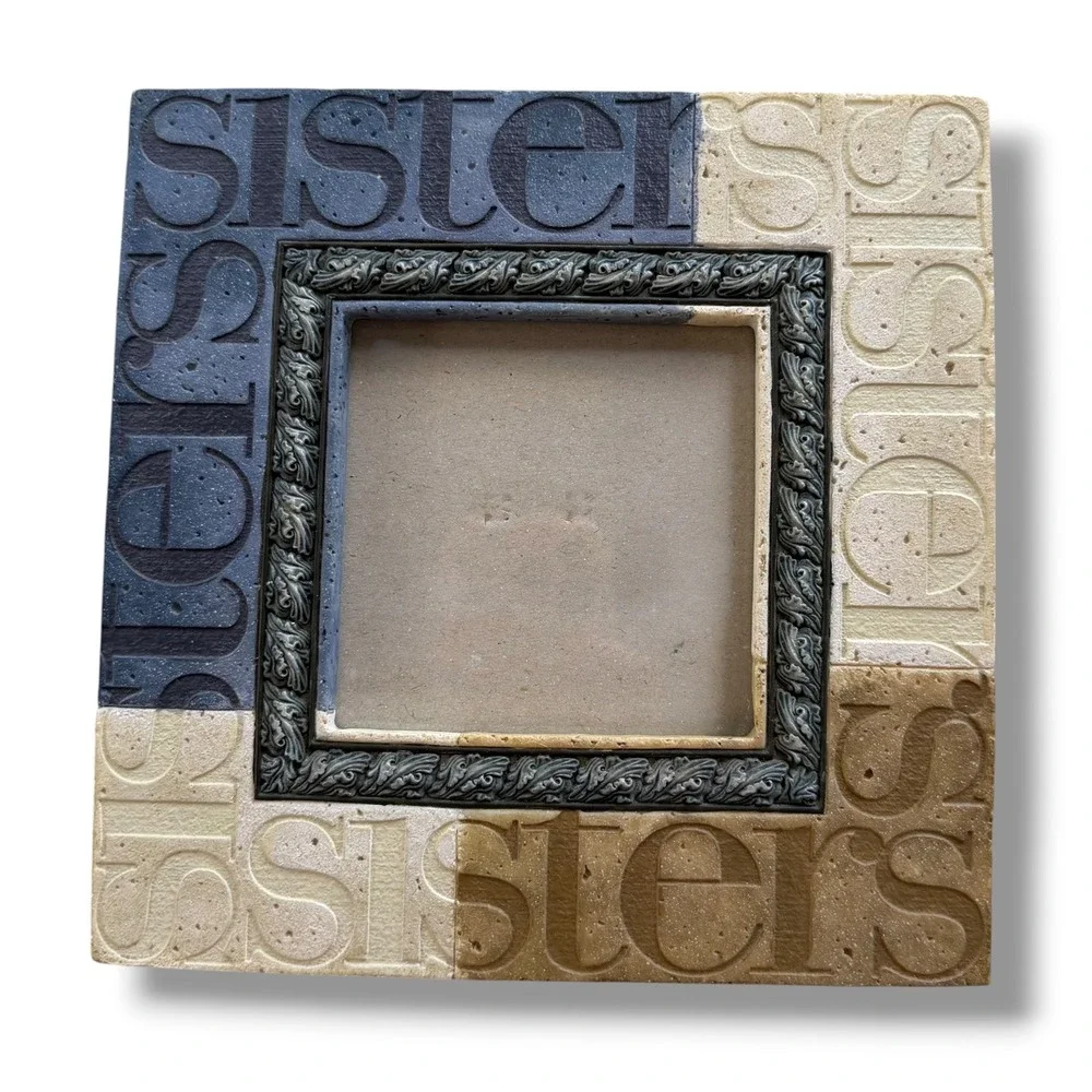 DEMDACO Bill Stross Sisters Blue Tan Stone Resin Picture 4x4